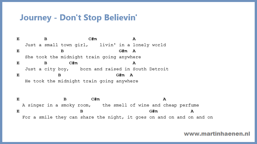 Basgitaar Don't Stop Believin'